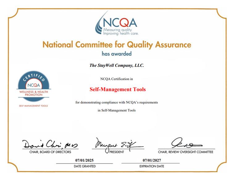 Thumbnail of NCQA certification for StayWell