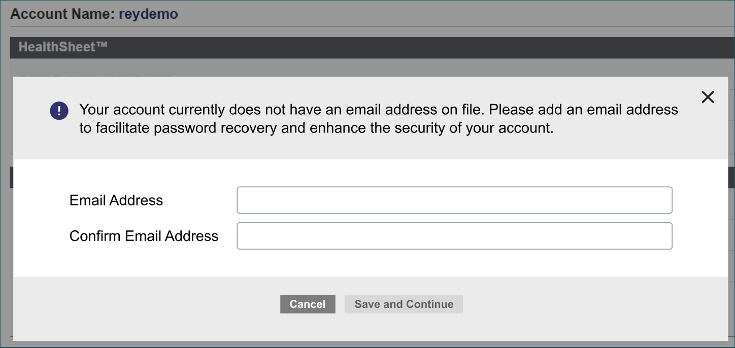 Prompt for email address