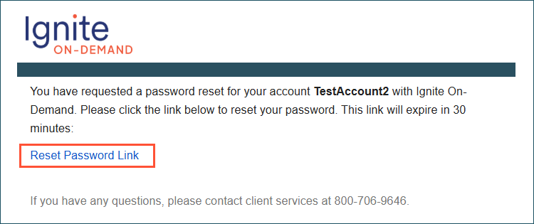 Password reset email