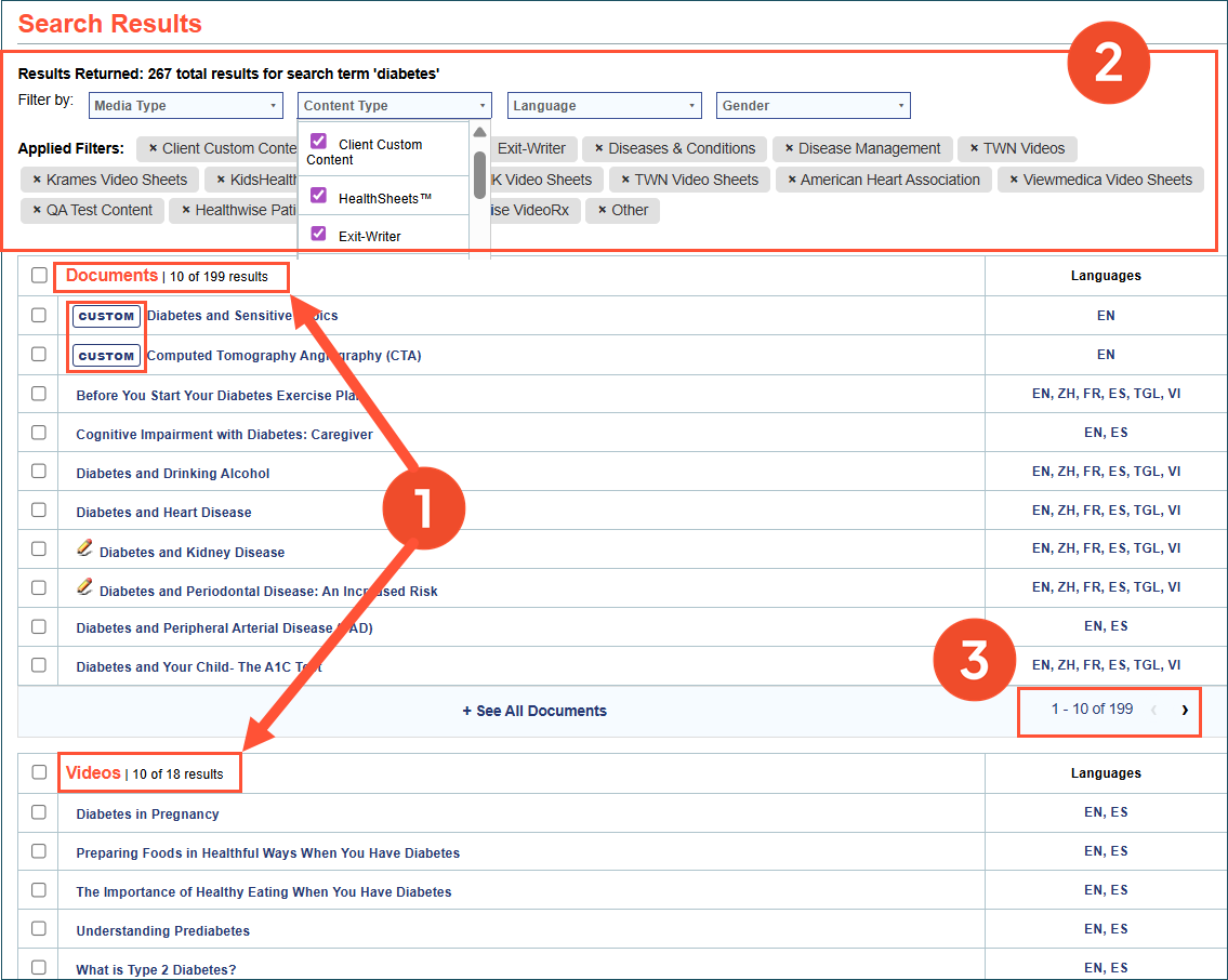 Search page enhancements