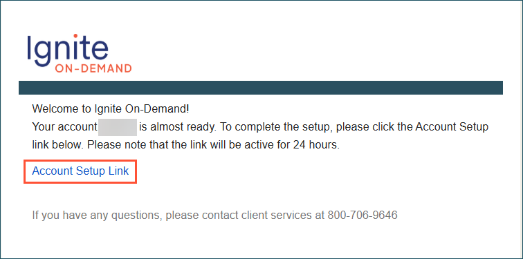 Automated welcome email with account setup link