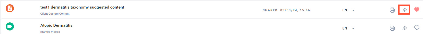 Screenshot of a sample document with the Share icon highlighted.